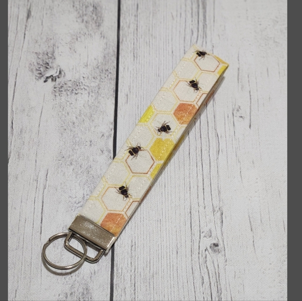 Bumblebee Honeycomb Keychain Wristlet